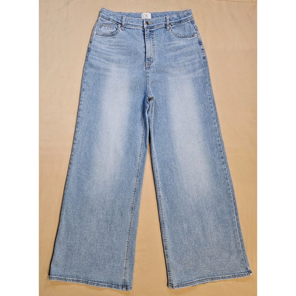 Deep Wide Leg Lightwash Denim Jeans Womens Size XL (Measures 29"‎ ) Stretch Y2k